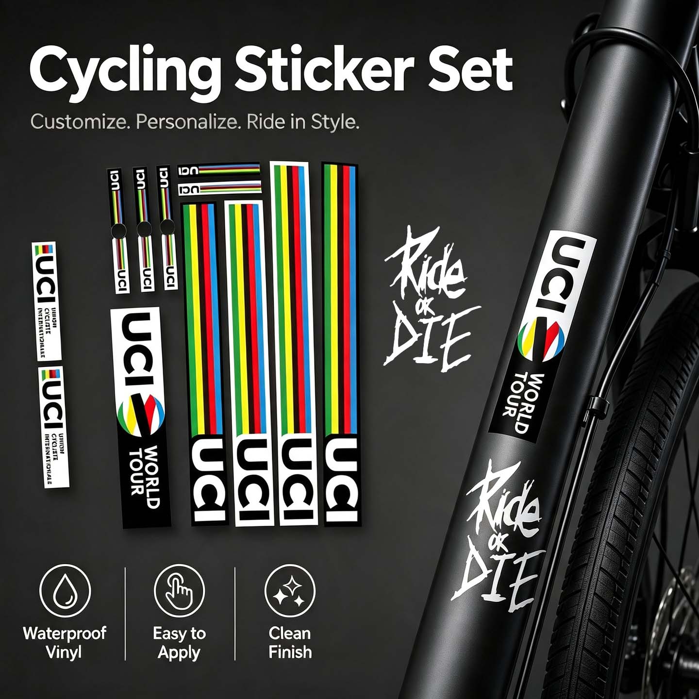 Mountain Biking Uci - UCI Cycling DIY Decor Stickers Set